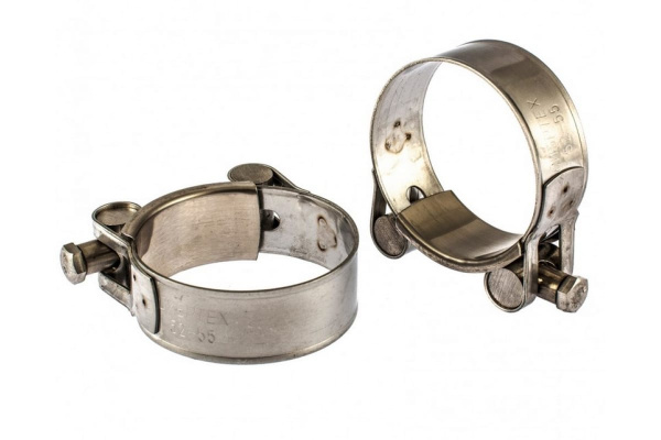 Металлические хомуты СИБРТЕХ, силовые, 52-55мм, ширина 22мм, шарнирный, W4, 2шт 475413