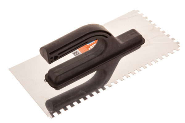 Гладилка Мастер Зубр 130x270 мм, 6x6 мм, штукатурная зубчатая нержавеющая с пластиковой ручкой 08042-06