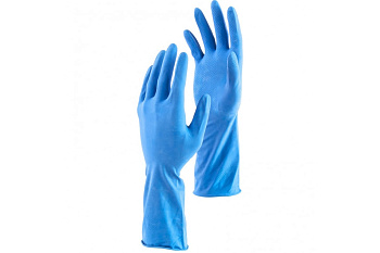 Хозяйственные латексные перчатки СИБРТЕХ, c двойным хлопковым напылением, размер L, 67952