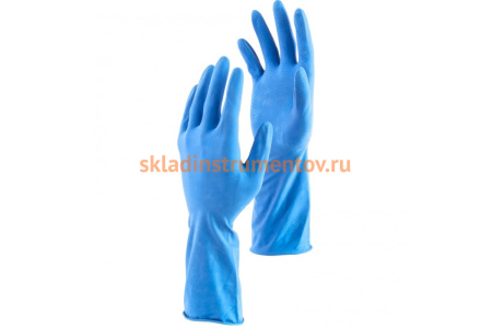 Хозяйственные латексные перчатки СИБРТЕХ, c двойным хлопковым напылением, размер M, 67951