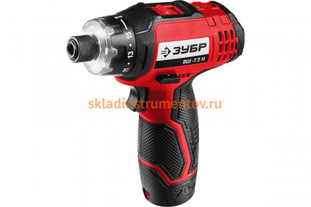 Аккумуляторная отвертка-шуруповерт ЗУБР с 10 битами ОШ-7.2 Н