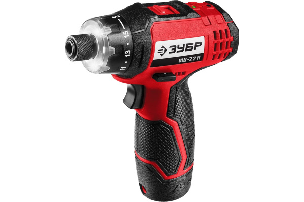 Аккумуляторная отвертка-шуруповерт ЗУБР с 10 битами ОШ-7.2 Н