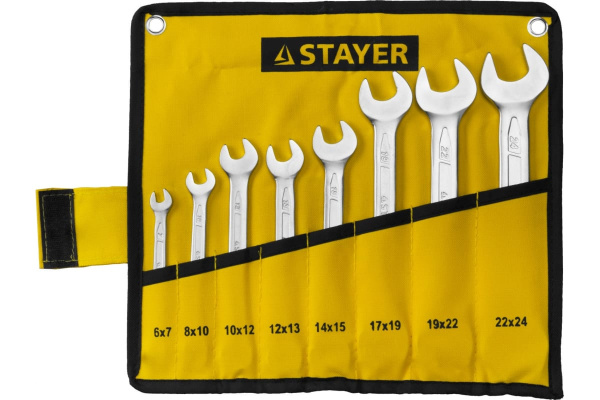 Набор гаечных рожковых ключей 6-24мм, 8шт STAYER PROFI 27035-H8