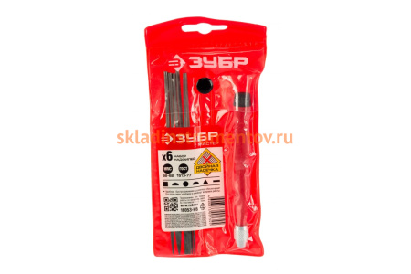 Набор надфилей ЗУБР с зажимной пластмассовой ручкой 160мм, 6шт 16053-H6