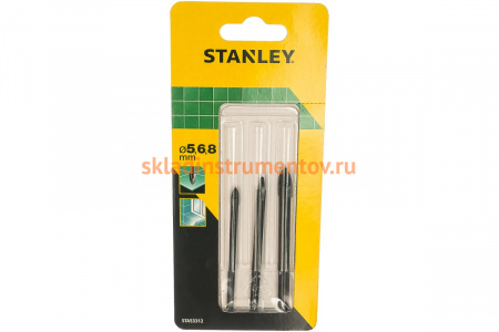 Набор сверл по стеклу, плитке перьев 5-6-8 мм Stanley STA53312