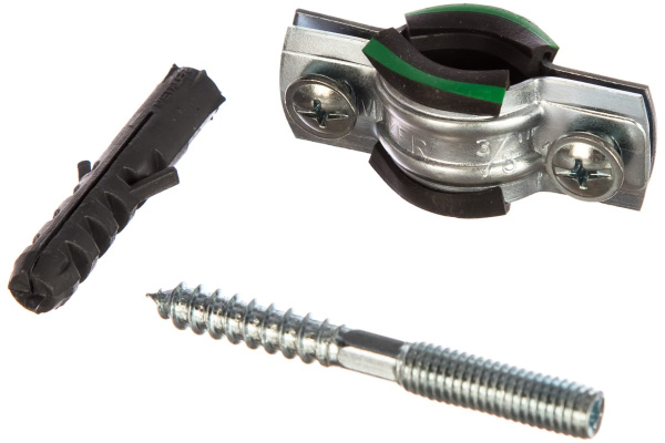 Сантехнический хомут для труб СИБРТЕХ 16-20, резиновый уплотнитель 48163