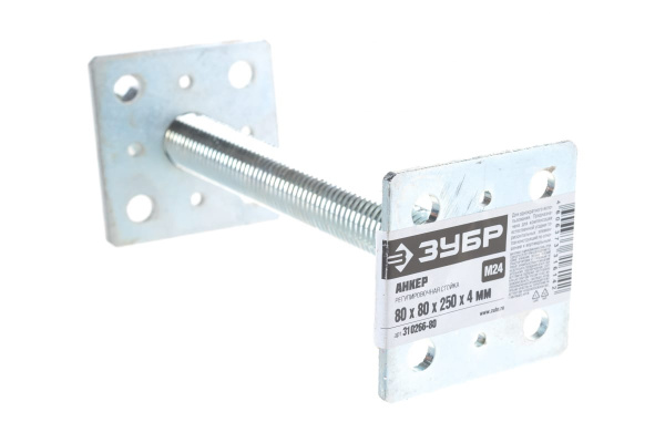 Регулировочная стойка ЗУБР Анкер 80х80х250мм х М24 310266-80