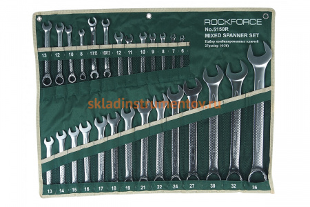 Набор комбинированных универсальных ключей ROCKFORCE 27 пр. разрезные 2 пр. трещоточные 4 пр. RF-5150R