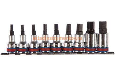 Набор торцевых насадок (9 шт; 1/2"; 3/16"-5/8"; HEX) KING TONY 4110SR10