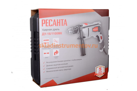 Ударная дрель Ресанта ДУ-16/1100МК 75/8/5