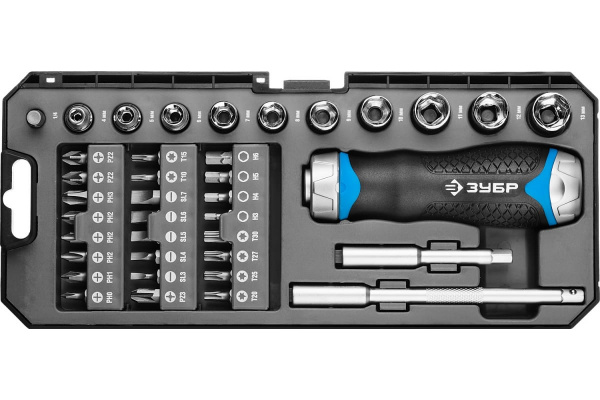 Реверсивная отвертка с насадками, 38шт Зубр ПРОФИ 25352-H38