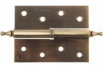 Дверная разъемная петля Зубр Эксперт 1 подшипник цвет старая латунь AB правая с крепежом 100x75x2.5 мм 2 шт. 37605-100-5R