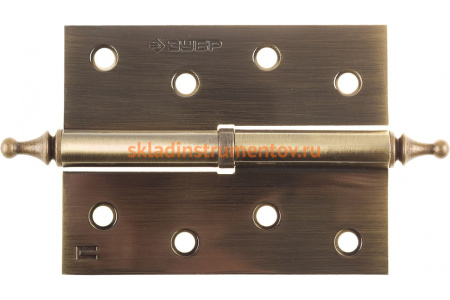 Дверная разъемная петля Зубр Эксперт 1 подшипник цвет старая латунь AB правая с крепежом 100x75x2.5 мм 2 шт. 37605-100-5R