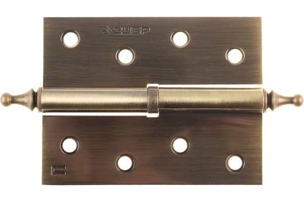 Дверная разъемная петля Зубр Эксперт 1 подшипник цвет старая латунь AB правая с крепежом 100x75x2.5 мм 2 шт. 37605-100-5R