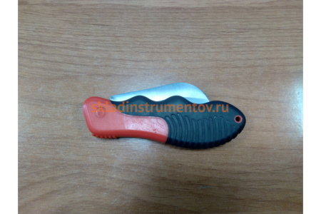 Складной нож электрика, изогнутое лезвие, эргономичная двухкомпонентная рукоятка MATRIX 78986