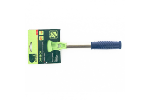 Скребок, фиксированное лезвие 100мм металлич, обрезиненная ручка, 250мм СИБРТЕХ 79541