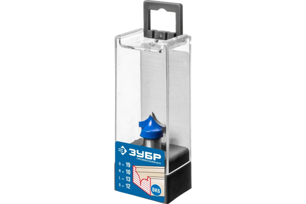 Фреза пазовая фасонная №4 ПРОФЕССИОНАЛ (19х13х48 мм; R 10 мм; хвостовик 12 мм) Зубр 28743-19-13