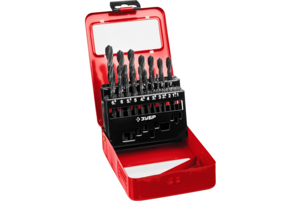 Набор сверл по металлу МАСТЕР 1-10 мм, быстрорежущая сталь, класс В, 19 шт. 29605-H19 Зубр 29605-H19