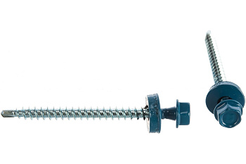 Саморезы Зубр для крепления кровельных материалов к деревянной обрешетке, цвет RAL 5009 небесно-голубой, оцинкованные, 4,8x60мм, 200шт 4-300315-48-060-5009