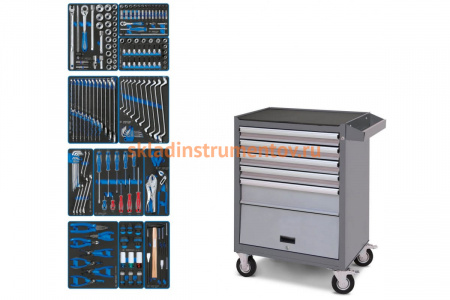 Набор инструментов KING TONY "FOCUS" в серой тележке, 188 предметов 934-188AMG