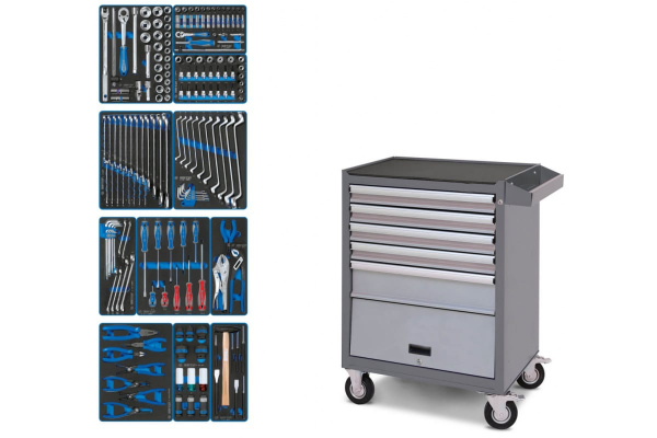 Набор инструментов KING TONY "FOCUS" в серой тележке, 188 предметов 934-188AMG