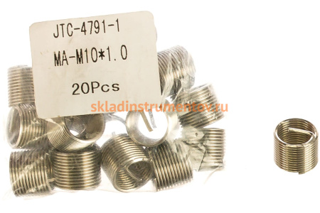 Набор резьбовых вставок (20 штук, М10х1, длина 13.5 мм) JTC 4791-1