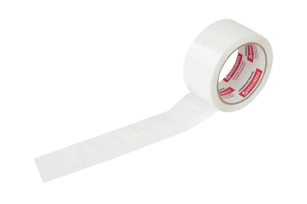 Клейкая упаковочная лента BRAUBERG 48 мм х 66 м, белая, толщина 45 микрон 440158