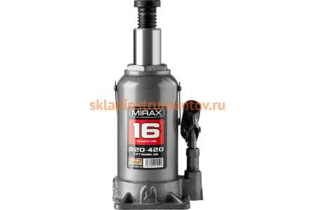 Гидравлический бутылочный домкрат MIRAX 16т 43260-16