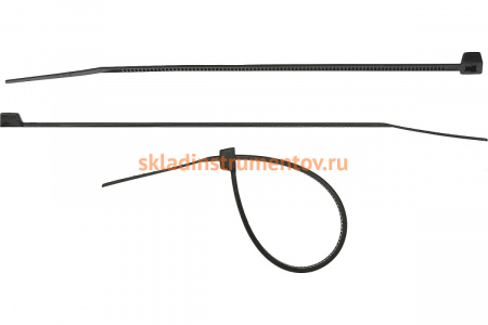 Нейлоновые хомуты-стяжки Сибин 4.8х300 мм черные 100 шт. 3788-48-300