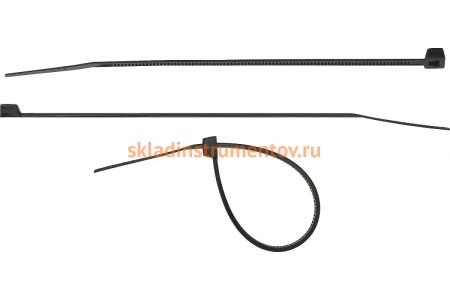 Нейлоновые хомуты-стяжки Сибин 4.8х300 мм черные 100 шт. 3788-48-300