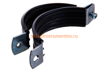 Сантехнический хомут для труб СИБРТЕХ 74-80, резиновый уплотнитель 48170