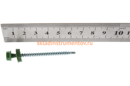 Саморезы Зубр для крепления кровельных материалов к деревянной обрешетке, цвет RAL 6002 зеленый лист, оцинкованный, 4,8x60мм, 200шт 4-300315-48-060-6002