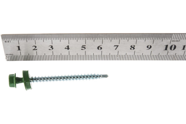 Саморезы Зубр для крепления кровельных материалов к деревянной обрешетке, цвет RAL 6002 зеленый лист, оцинкованный, 4,8x60мм, 200шт 4-300315-48-060-6002