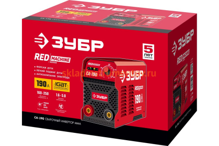 Инверторный сварочный аппарат Зубр 190 А, СА-190 Инверторный сварочный аппарат Зубр 190 А, СА-190