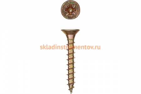 Универсальные шурупы для дерева, ДСП, ДВП Зубр жёлтопассивированные, PZ, 4,0x50мм, ТФ6, 14 шт. 4-300396-40-050