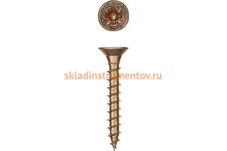 Универсальные шурупы для дерева, ДСП, ДВП Зубр жёлтопассивированные, PZ, 4,0x50мм, ТФ6, 14 шт. 4-300396-40-050