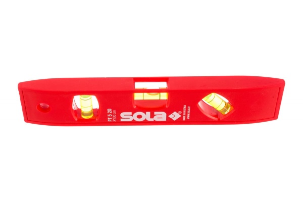 Пластиковый уровень, L=20 см, 3 глазка SOLA PT 5 01430201