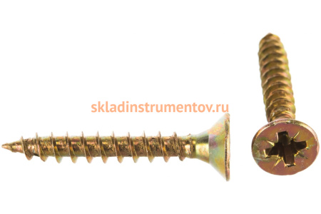 Универсальные шурупы для дерева, ДСП и ДВП Зубр желтопассивированные, PZ, 6,0x40 мм, ТФ0, 2500 шт 4-300390-60-040