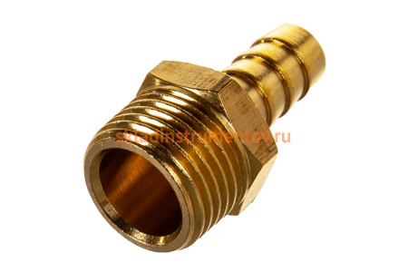 Штуцер пневматический наружная резьба 1/2- елочка 10 мм, 2 шт. + хомуты ROCKFORCE RF-MH08/06