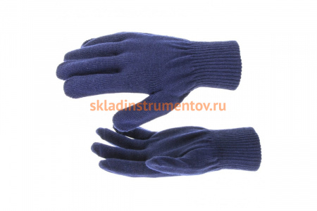Трикотажные перчатки с двойной манжетой СИБРТЕХ, акрил, синие 68675