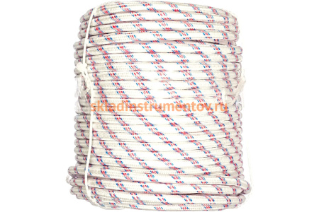 Плетеный 24-прядный полипропиленовый фал с сердечником 12мм, бухта 100м, 1000кгс СИБРТЕХ Россия 93968