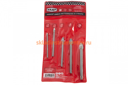 Сверла по кафелю и стеклу набор 5 шт. Кедр 51298