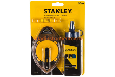Набор из 3 предметов: шнуровка 30м, голубой краситель 115г, уровень Stanley 0-47-465