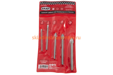 Сверла по кафелю и стеклу набор 5 шт. Кедр 51298