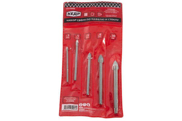 Сверла по кафелю и стеклу набор 5 шт. Кедр 51298