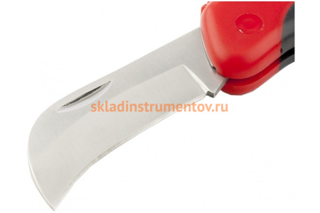 Складной нож электрика, изогнутое лезвие, эргономичная двухкомпонентная рукоятка MATRIX 78986