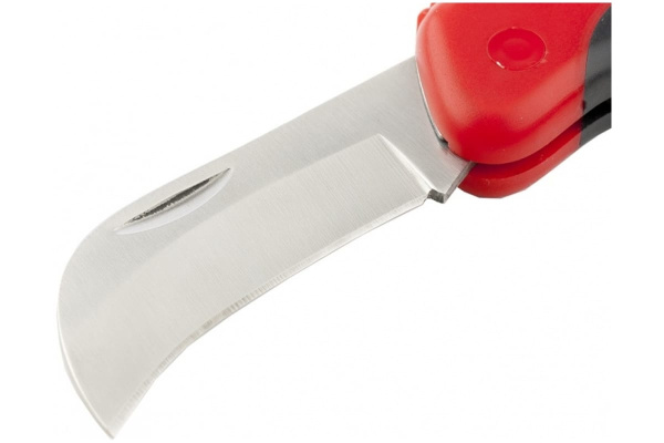 Складной нож электрика, изогнутое лезвие, эргономичная двухкомпонентная рукоятка MATRIX 78986