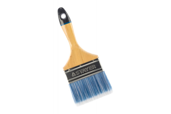 Кисть для воднодисперсионных и акриловых ЛКМ STAYER EURO АQUA плоская, искусственная щетина, деревянная ручка, 4/100мм 01062-100