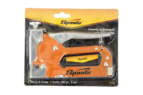 Мебельный регулируемый степлер со скобами 200 шт, тип скобы 53, 4-14 мм SPARTA 42002
