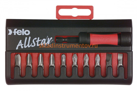 Набор бит SL/PH/PZ Industrial с держателем бит Star в кейсе, 11 шт. Felo 02090116